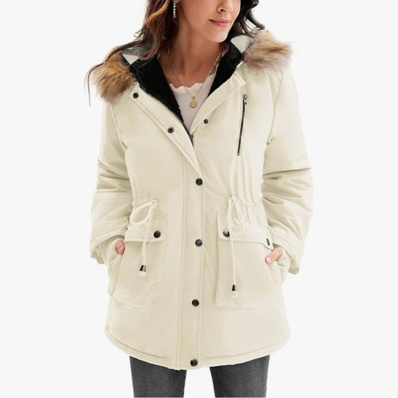 EUC Size SM GRACE KARIN Women's Hooded Fleece Line Faux Fur Jacket with Pockets - Picture 2 of 14